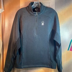 Small Spider half zip pullover. Black with stretch fleece on sides 42” chest 123